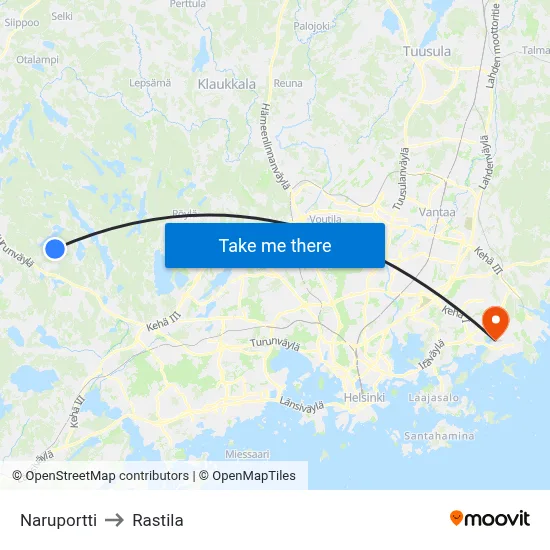 Naruportti to Rastila map