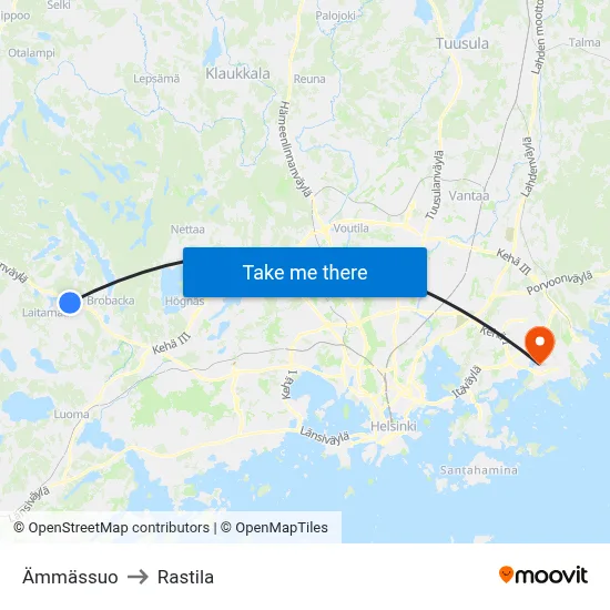 Ämmässuo to Rastila map