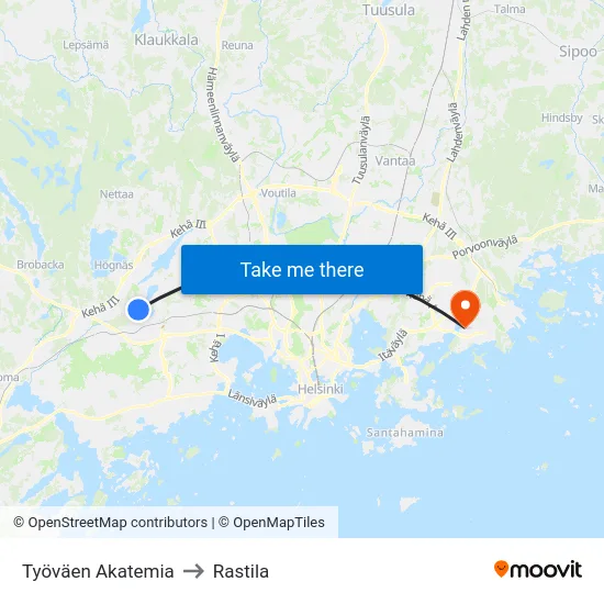 Työväen Akatemia to Rastila map