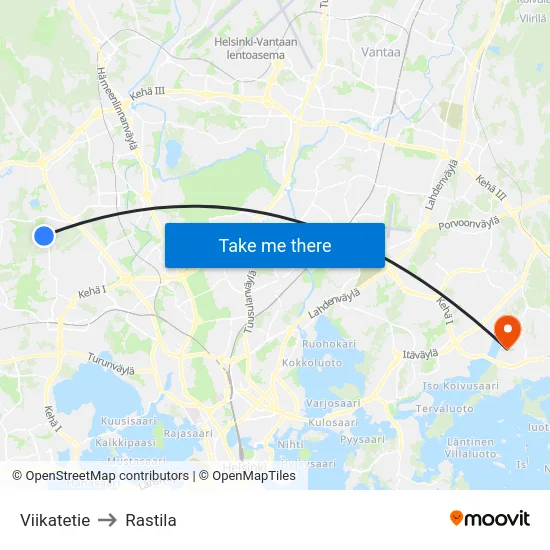 Viikatetie to Rastila map