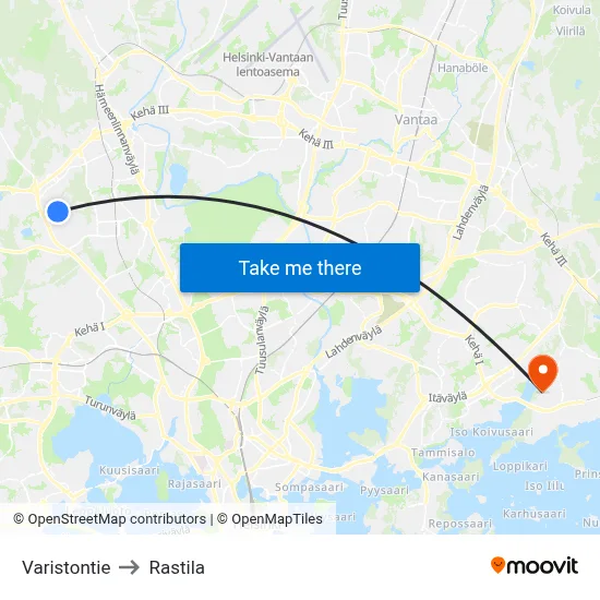 Varistontie to Rastila map