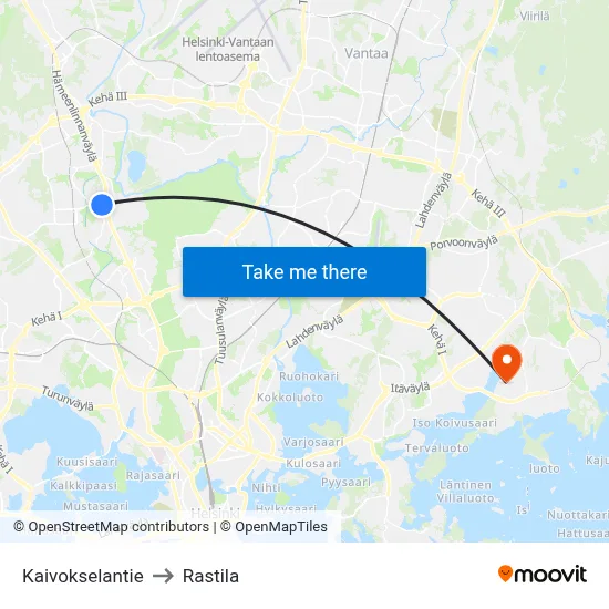 Kaivoksela Road to Rastila map