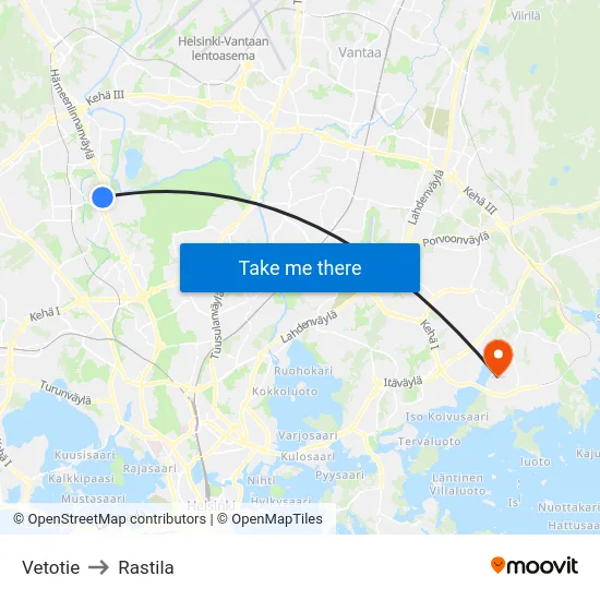 Vetotie to Rastila map