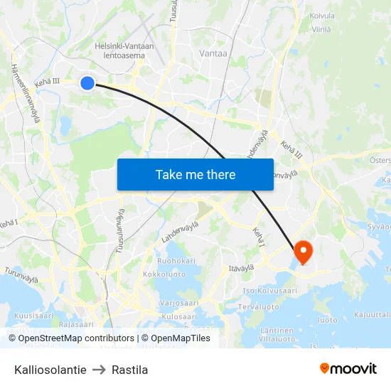 Kalliosola Road to Rastila map