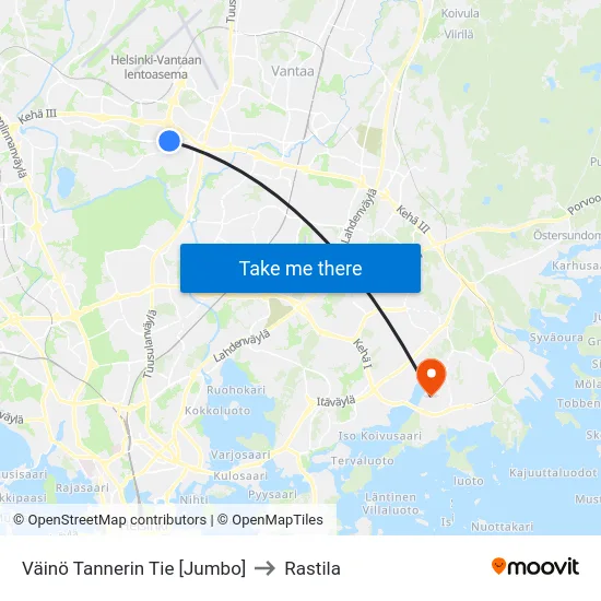 Väinö Tannerin Tie [Jumbo] to Rastila map
