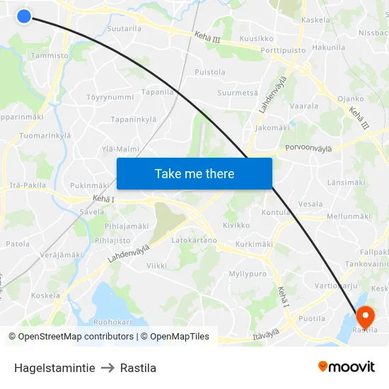 Hagelstam Road to Rastila map