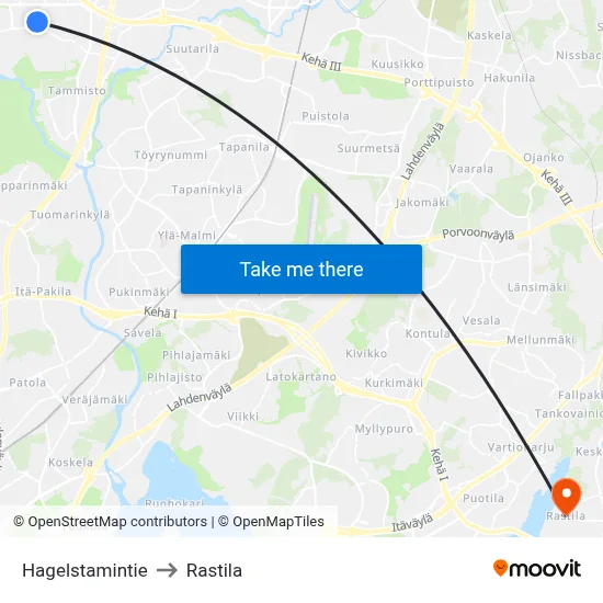 Hagelstam Road to Rastila map