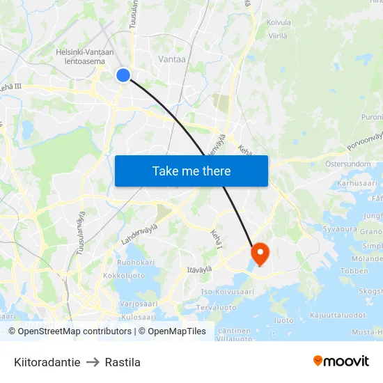 Kiitoradantie to Rastila map