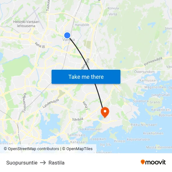 Suopursun Road to Rastila map