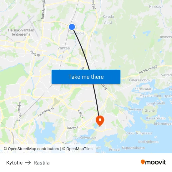Kytötie Road to Rastila map