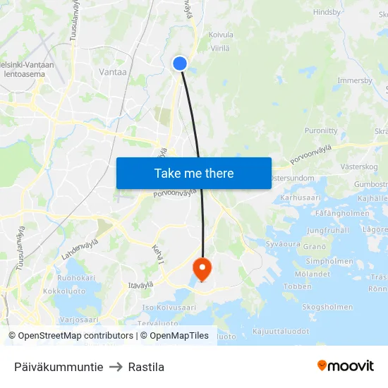 Päiväkummuntie to Rastila map