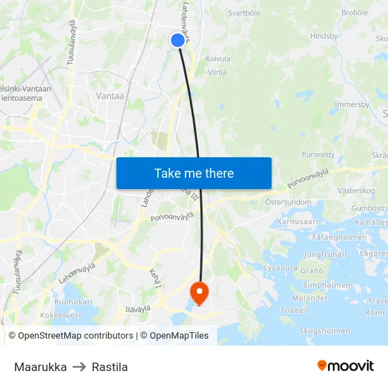 Maarukka to Rastila map
