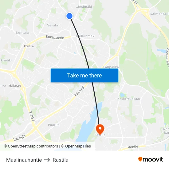 Paint Ribbon Road to Rastila map