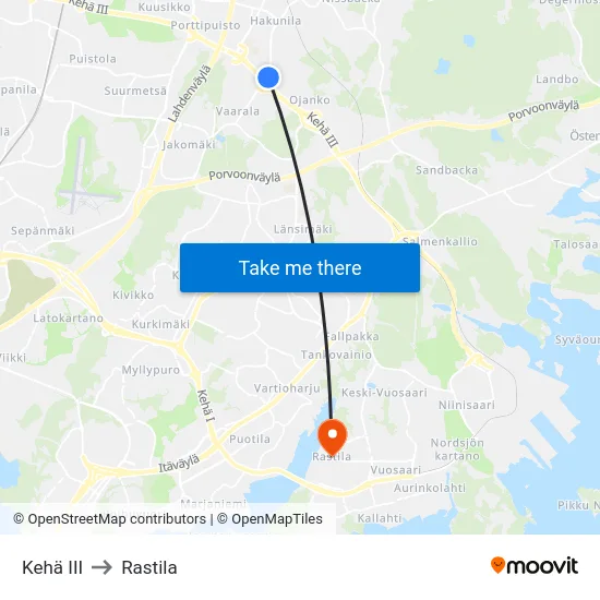 Kehä III to Rastila map