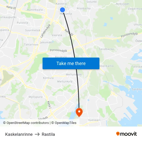 Kaskela Slope to Rastila map