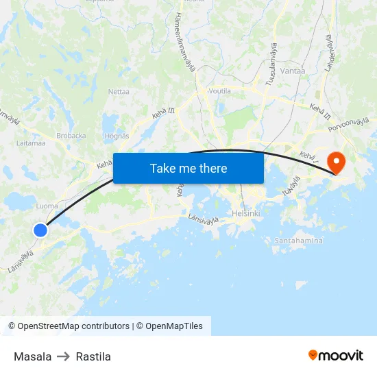 Masala to Rastila map