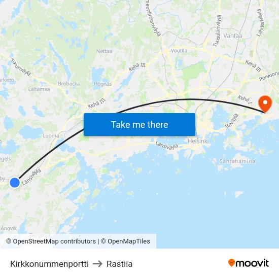 Kirkkonummenportti to Rastila map