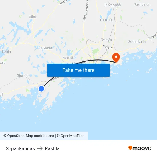 Sepänkannas to Rastila map