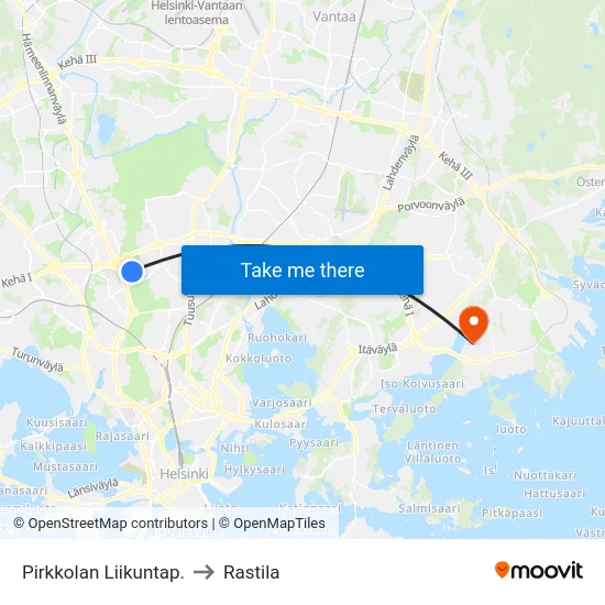 Pirkkolan Liikuntap. to Rastila map