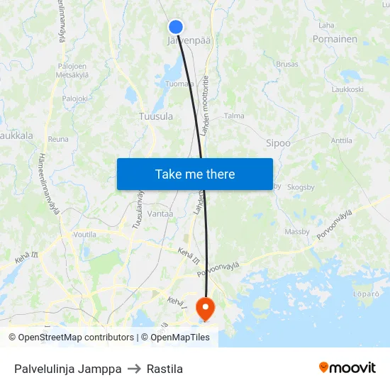 Palvelulinja Jamppa to Rastila map