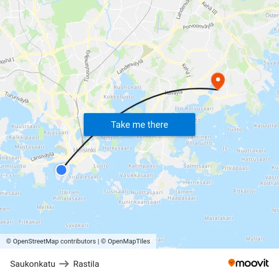 Saukonkatu to Rastila map