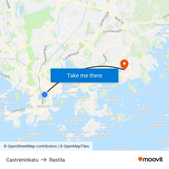Castréninkatu to Rastila map