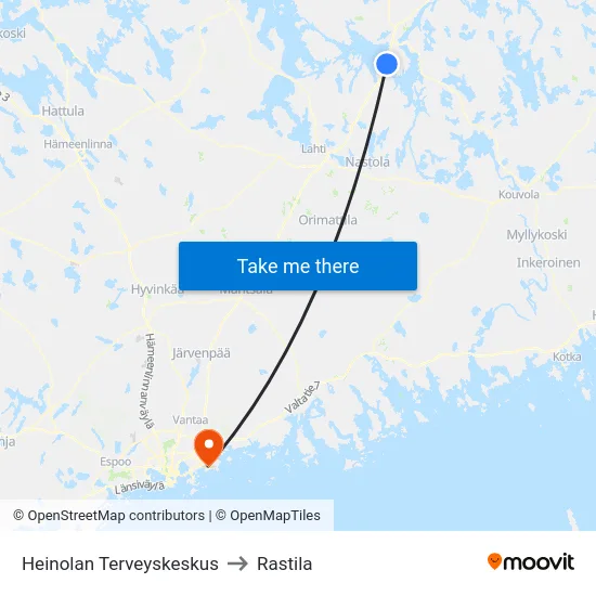 Heinolan Terveyskeskus to Rastila map