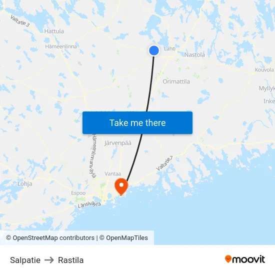 Salpatie to Rastila map