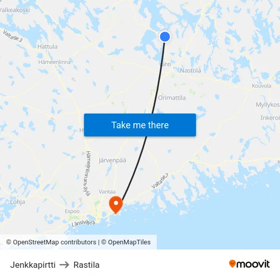 Jenkkapirtti to Rastila map
