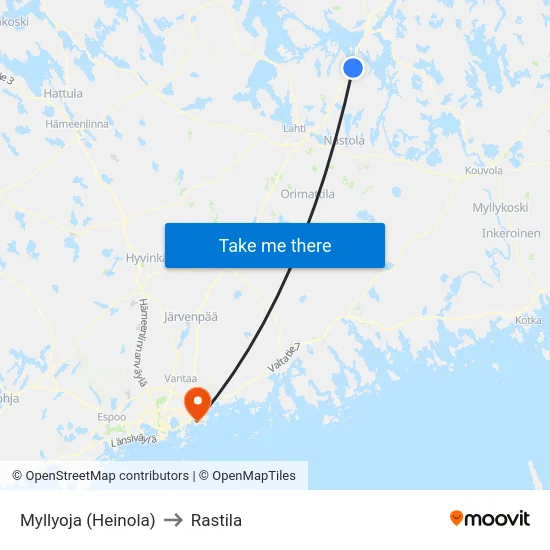 Myllyoja (Heinola) to Rastila map