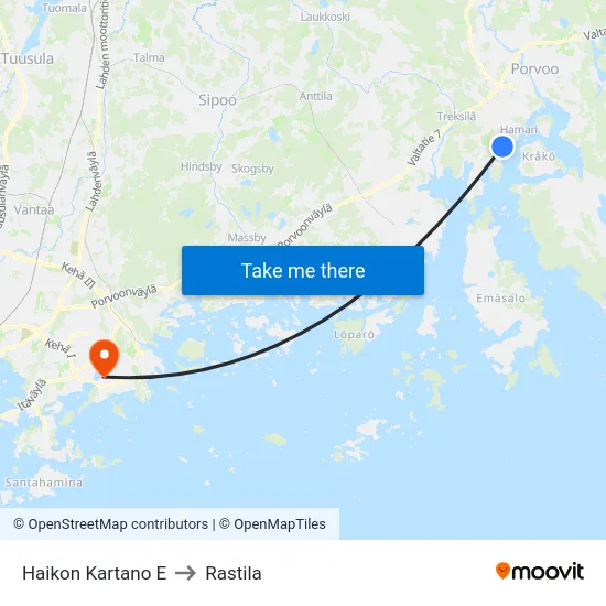 Haikon Kartano E to Rastila map