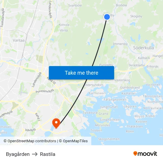 Village Farm to Rastila map
