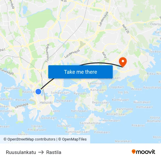 Rose Street to Rastila map