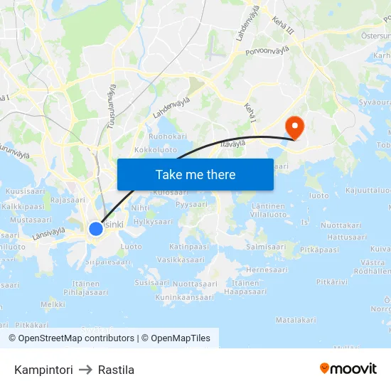 Kampintori to Rastila map