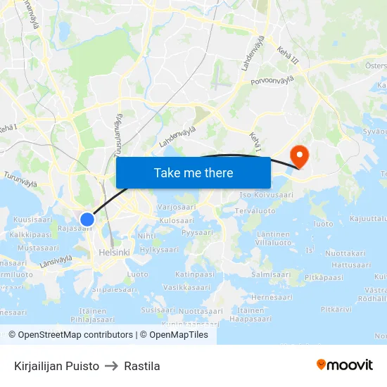Kirjailijan Puisto to Rastila map