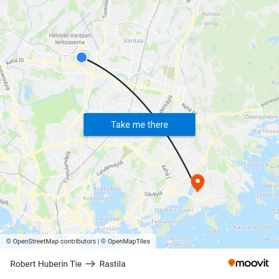 Robert Huberin Tie to Rastila map