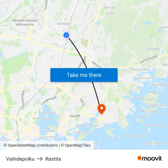 Vaihdepolku to Rastila map