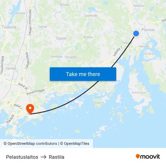 Rescue Station to Rastila map