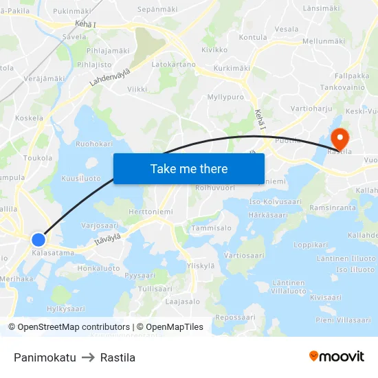 Panimokatu to Rastila map