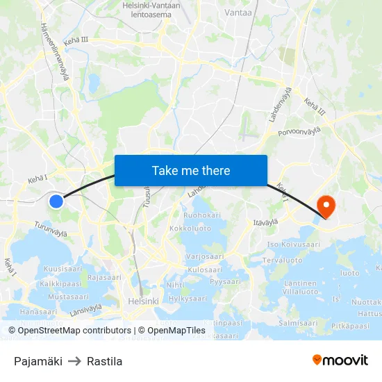 Pajamaki to Rastila map