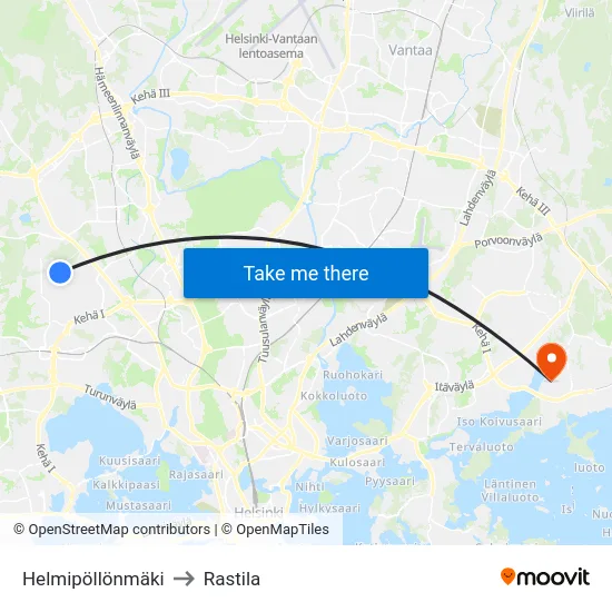 Helmipöllönmäki to Rastila map