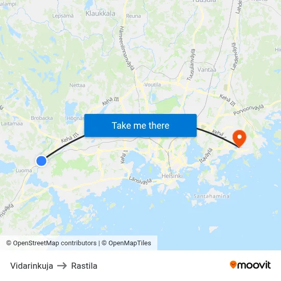 Vidari Lane to Rastila map