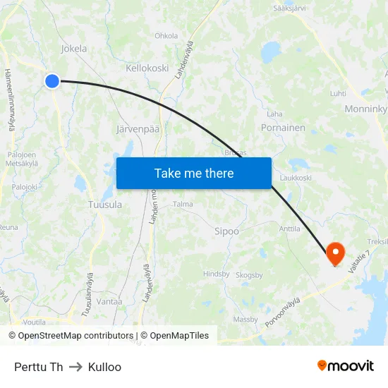 Perttu Station to Kulloo map