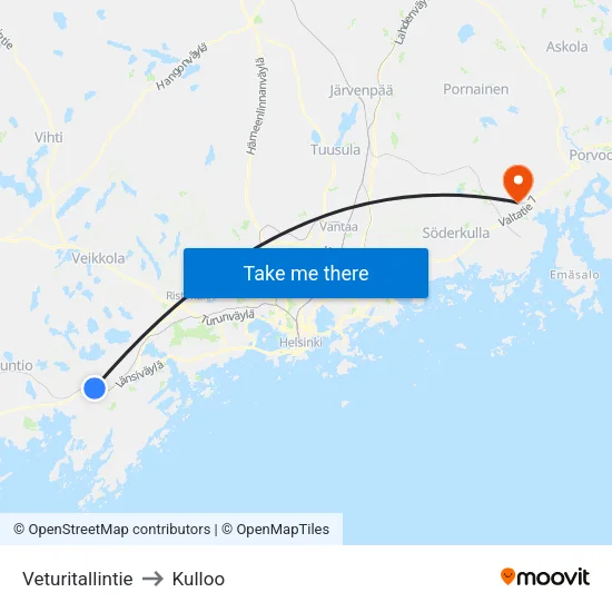 Veturitallintie Road to Kulloo map