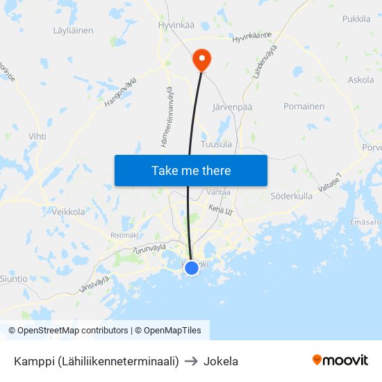 Kamppi (Lähiliikenneterminaali) to Jokela map