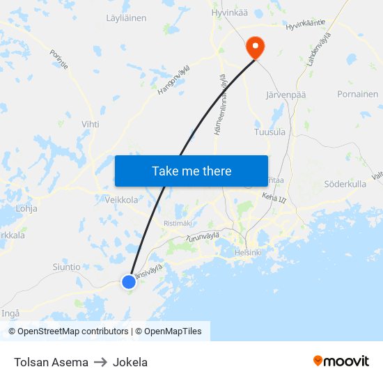 Tolsan Asema to Jokela map