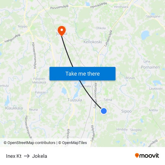 Inex Kt to Jokela map