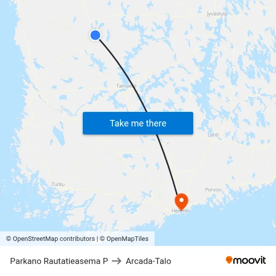Parkano Railway Station North to Arcada Building map