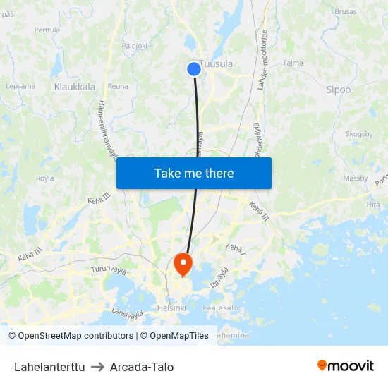 Lahela Pearl to Arcada Building map