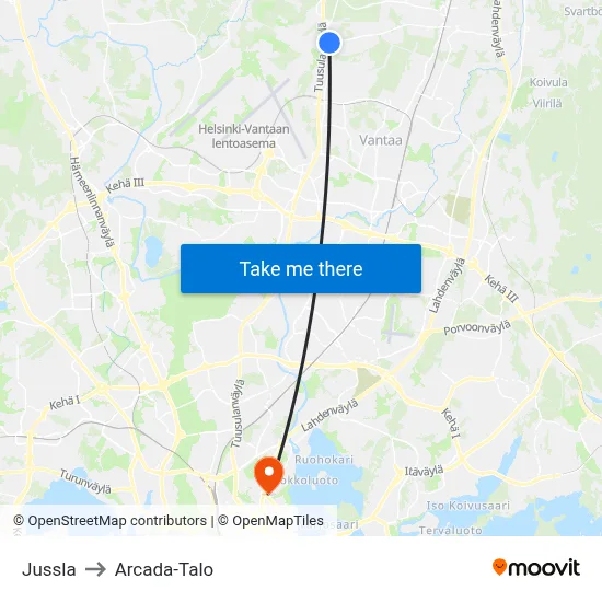 Jussla to Arcada Building map